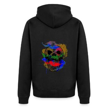 Furchtsamer und schöner Aquarell Schädel Entwurf - Unisex Premium Bio Zip Hoodie - Schwarz - Hinten - Nico (187cm)