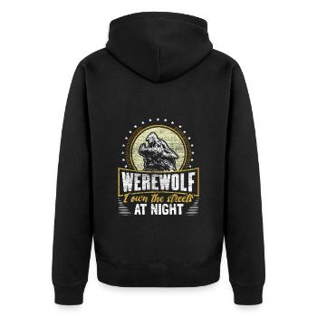 Halloween Werwolf Mond Horror Geschenk - Unisex Premium Bio Zip Hoodie - Schwarz - Hinten - Nico (187cm)