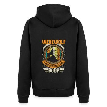 Halloween Werwolf Geschenk - Unisex Premium Bio Zip Hoodie - Schwarz - Hinten - Nico (187cm)