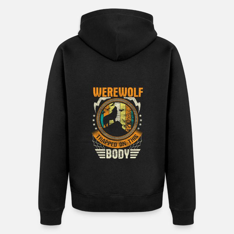 Cadeau de loup-garou d’Halloween - Veste à capuche bio Premium Unisexe - noir
