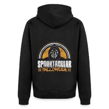 Halloween Skelett Gruselig Geschenk - Unisex Premium Bio Zip Hoodie - Schwarz - Hinten - Nico (187cm)