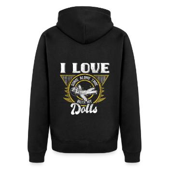 Voodoo Bondieu Lustiger Spruch Geschenkidee - Unisex Premium Bio Zip Hoodie - Schwarz - Hinten - Nico (187cm)