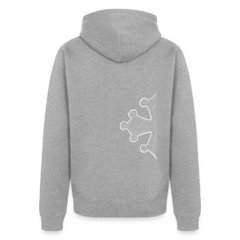Demi croix région Occitanie gris/blanc hachures - Veste à capuche bio Premium Unisexe - gris chiné - Dos - Nico (187cm)