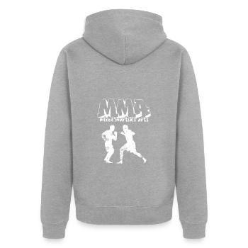 MMA Mixed Kampfsport - Unisex Premium Bio Zip Hoodie - Grau meliert - Hinten - Nico (187cm)