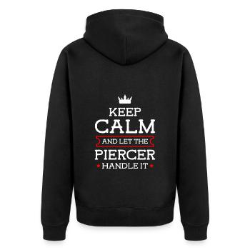 Piercer Job Tatouage Humour - Veste à capuche bio Premium Unisexe - noir - Dos - Nico (187cm)
