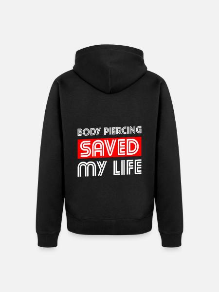 Piercer Körperschmuck Ring - Unisex Premium Bio Zip Hoodie - Schwarz