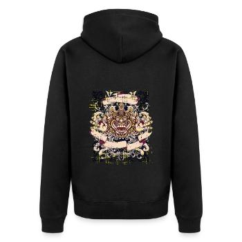 A Beautiful and Funny Bali Demon Design - Unisex Premium Organic Zip Hoodie - black - Back - Nico (187cm)