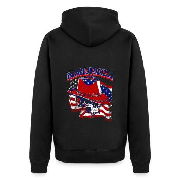 Un beau crâne de cow-boy avec un design de drapeau américain - Veste à capuche bio Premium Unisexe - noir - Dos - Nico (187cm)