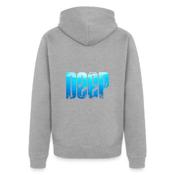 DEEP - Seabed - Unisex Premium Organic Zip Hoodie - heather grey - Back - Nico (187cm)