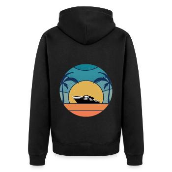 Boat Captain Gift Ship Boat Owner Captain - Unisex Premium Organic Zip Hoodie - black - Back - Nico (187cm)