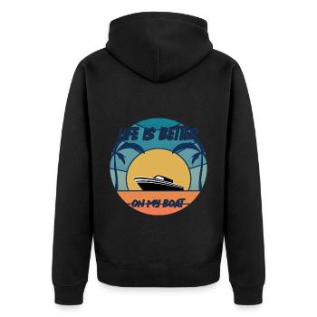 Boat Captain Gift Ship Boat Owner Captain - Unisex Premium Organic Zip Hoodie - black - Back - Nico (187cm)