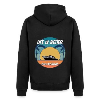 Boat Captain Gift Ship Boat Owner Captain - Unisex Premium Organic Zip Hoodie - black - Back - Nico (187cm)
