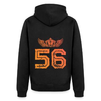 56 Number crown - Unisex Premium Organic Zip Hoodie - black - Back - Nico (187cm)