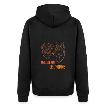 Meilleur ami de l'homme - chien singleline - Veste à capuche bio Premium Unisexe - noir - Dos - Nico (187cm)