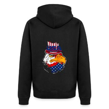 A Beautiful and Funny Eagle Design - Unisex Premium Organic Zip Hoodie - black - Back - Nico (187cm)