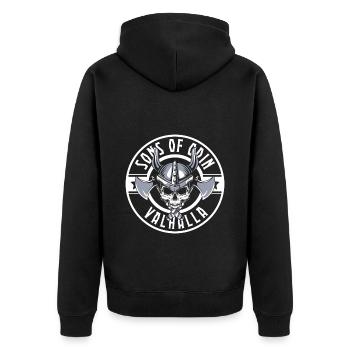 Odin Viking Hammer Teutons - Unisex Premium Organic Zip Hoodie - black - Back - Nico (187cm)