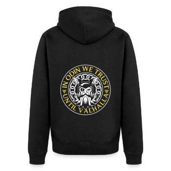 Viking God Lightning Mythology - Unisex Premium Organic Zip Hoodie - black - Back - Nico (187cm)