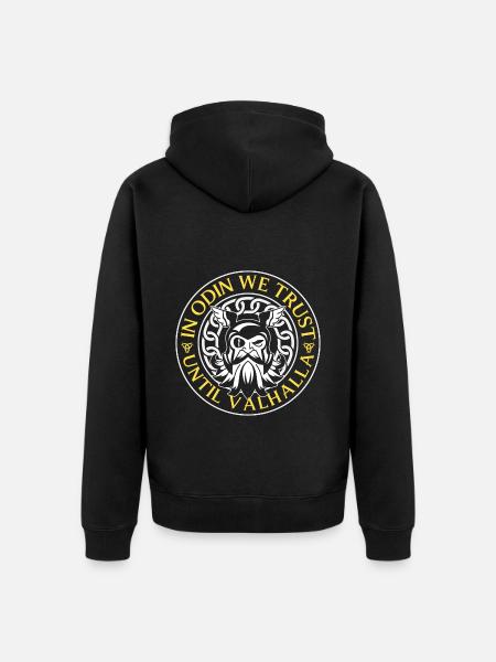 Viking God Lightning Mythology - Unisex Premium Organic Zip Hoodie - black
