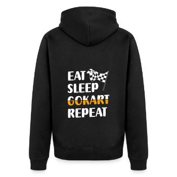 Gokart Go Kart Rennsport Autorennen - Unisex Premium Bio Zip Hoodie - Schwarz - Hinten - Nico (187cm)