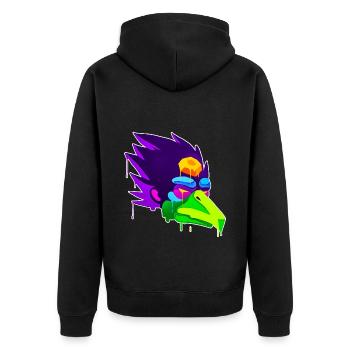 Ein schönes und lustiges Karasu Tengu Adler Design - Unisex Premium Bio Zip Hoodie - Schwarz - Hinten - Nico (187cm)