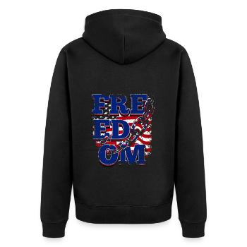 Eine Schöne Freedom & Freiheit Design - Unisex Premium Bio Zip Hoodie - Schwarz - Hinten - Nico (187cm)