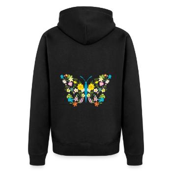 Wildflower Butterfly Blooming Floral Art - Unisex Premium Organic Zip Hoodie - black - Back - Nico (187cm)