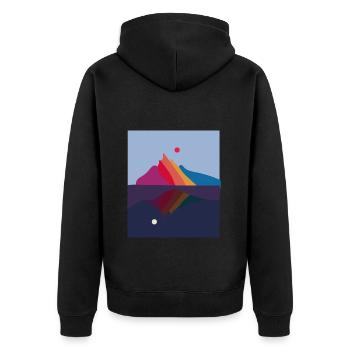 Day and Night Mountain Landscape Mountain Sunrise - Unisex Premium Organic Zip Hoodie - black - Back - Nico (187cm)