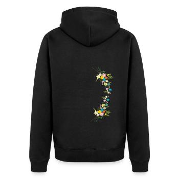 Wildblumenstrauß blühende Blumenkunst - Unisex Premium Bio Zip Hoodie - Schwarz - Hinten - Nico (187cm)