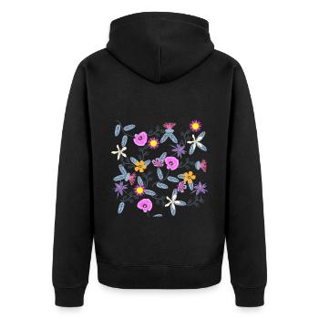 Mohnblüte Wildblumen Blüte Blumenkunst - Unisex Premium Bio Zip Hoodie - Schwarz - Hinten - Nico (187cm)