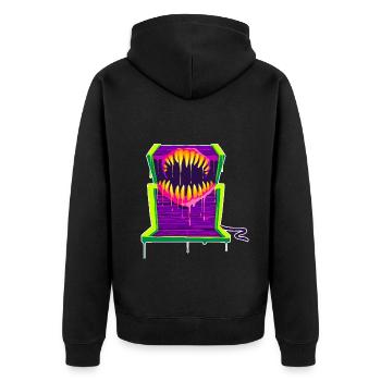 A Beautiful and Funny Mimic Monster Design - Unisex Premium Organic Zip Hoodie - black - Back - Nico (187cm)