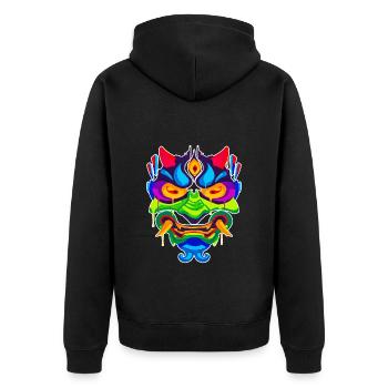 A Beautiful and Fun Oni Mask Monster Design - Unisex Premium Organic Zip Hoodie - black - Back - Nico (187cm)