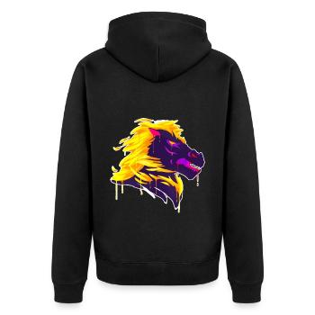 A Beautiful and Funny Nightmare Horse on Fire - Unisex Premium Organic Zip Hoodie - black - Back - Nico (187cm)