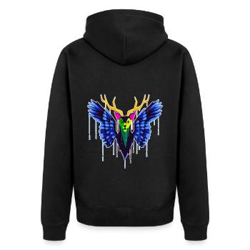 A Beautiful and Fun Peryton Bat Design - Unisex Premium Organic Zip Hoodie - black - Back - Nico (187cm)