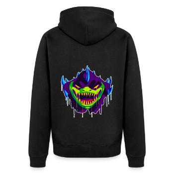 A Beautiful and Fun Slaadi Dragon Design - Unisex Premium Organic Zip Hoodie - black - Back - Nico (187cm)