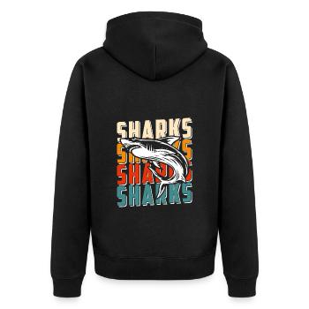Grand requin blanc plongeur prédateur océanique - Veste à capuche bio Premium Unisexe - noir - Dos - Nico (187cm)