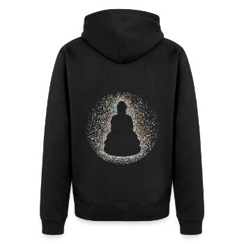 Buddha - Unisex Premium Bio Zip Hoodie - Schwarz - Hinten - Nico (187cm)