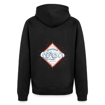 Gijon Spanien Stadt Skyline Heimat Liebe Urlaub - Unisex Premium Bio Zip Hoodie - Schwarz - Hinten - Nico (187cm)