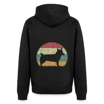 Suédois Vallhund Västgötaspets Retro Vintage - Veste à capuche bio Premium Unisexe - noir - Dos - Nico (187cm)