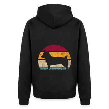 Suédois Vallhund Västgötaspets Retro Vintage - Veste à capuche bio Premium Unisexe - noir - Dos - Nico (187cm)