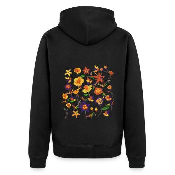 Wildblumenblume Halloween Garten Blumenkunst - Unisex Premium Bio Zip Hoodie - Schwarz - Hinten - Nico (187cm)