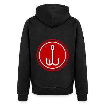 Fishing hook angler icon - Unisex Premium Organic Zip Hoodie - black - Back - Nico (187cm)