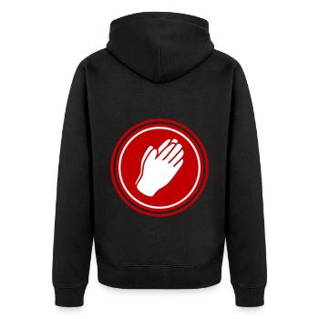Pray Hands Icon - Unisex Premium Organic Zip Hoodie - black - Back - Nico (187cm)