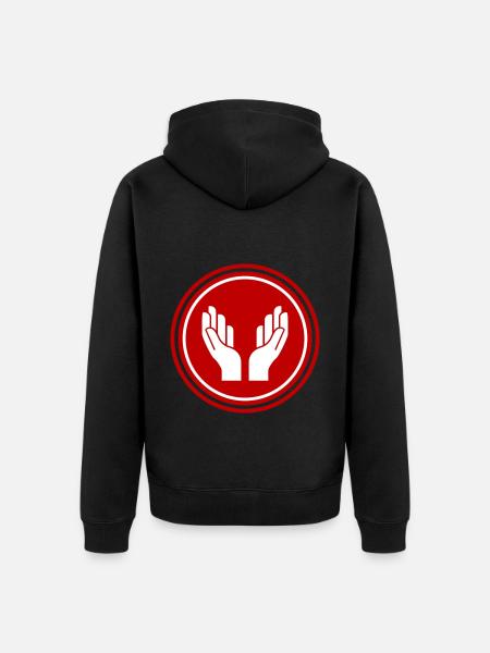Hands Pray Icon - Unisex Premium Organic Zip Hoodie - black