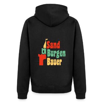 Sandburgenbauer vintage Farben - Unisex Premium Bio Zip Hoodie - Schwarz - Hinten - Nico (187cm)
