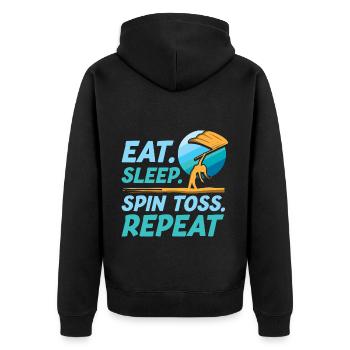 Eat Sleep Spin Toss Repeat Funny Color Guard - Unisex Premium Bio Zip Hoodie - Schwarz - Hinten - Nico (187cm)