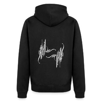 Weißes Symbol - Arabisch - Unisex Premium Bio Zip Hoodie - Schwarz - Hinten - Nico (187cm)