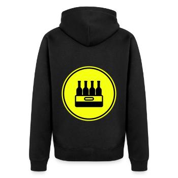 Bierflasche Kiste - Unisex Premium Bio Zip Hoodie - Schwarz - Hinten - Nico (187cm)