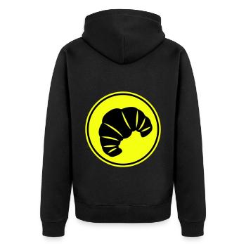 Croissant Symbol - Unisex Premium Bio Zip Hoodie - Schwarz - Hinten - Nico (187cm)