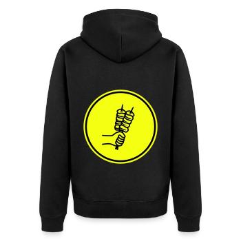Spieß grill Icon - Unisex Premium Bio Zip Hoodie - Schwarz - Hinten - Nico (187cm)