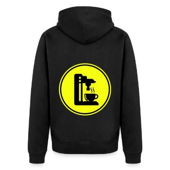 Coffee machine symbol - Unisex Premium Organic Zip Hoodie - black - Back - Nico (187cm)